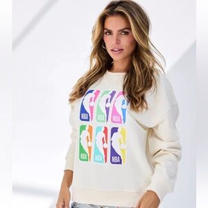 Terez NBA Technicolor Crew, Women Sugar Swizzle Sweatshirt Medium NWT